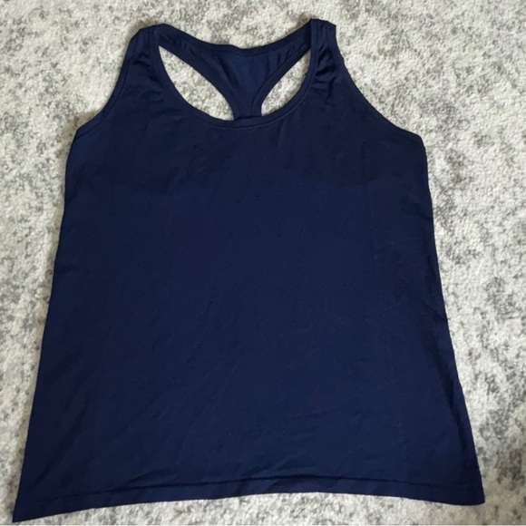 Fabletics Racerback Workout Tank Collegiate Navy Blue Size: Large - Picture 3 of 5